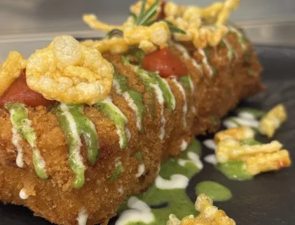 FRITTATINA DI PASTA, PATATE E PROVOLA AFFUMICATA